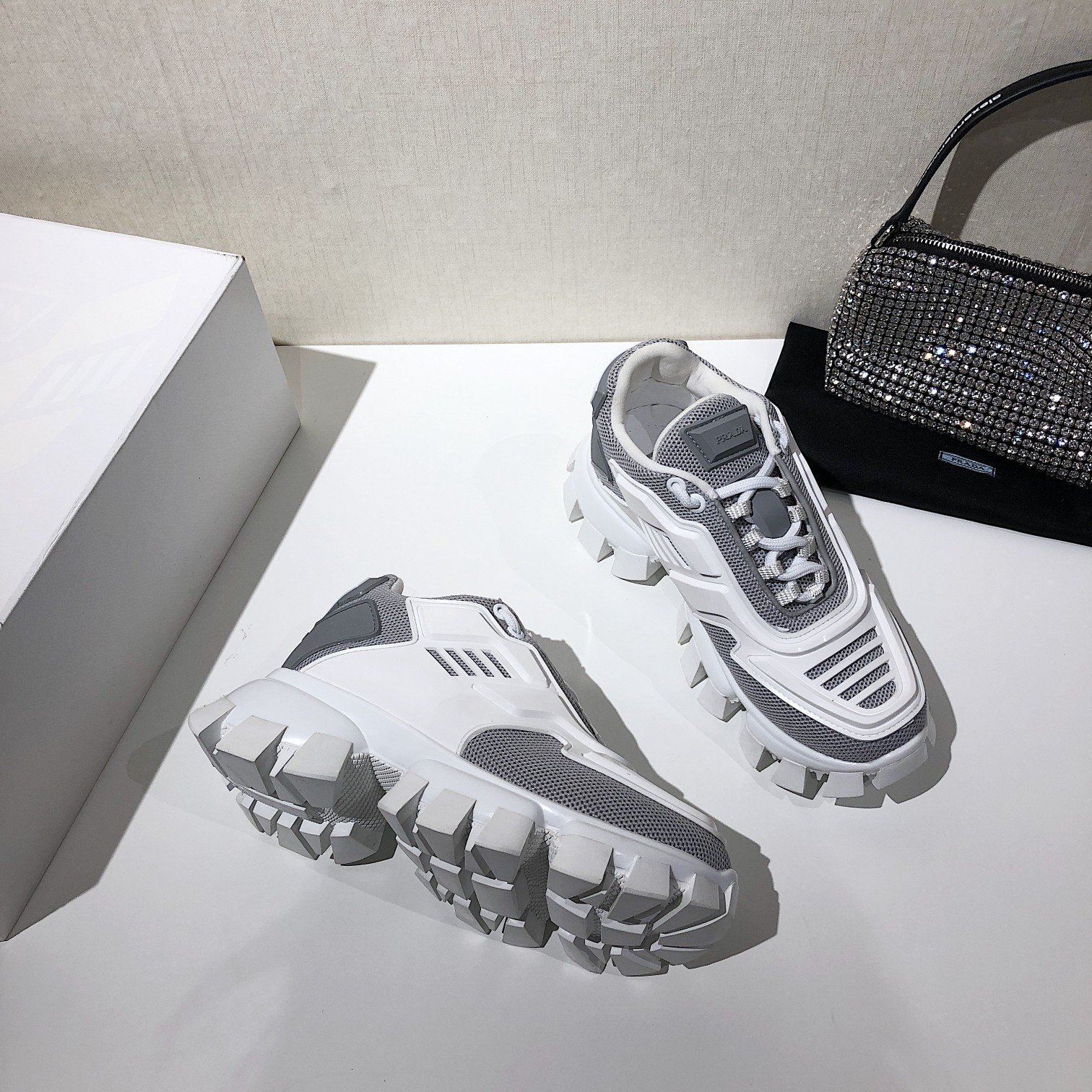 Prada Cloudbust Thunder Sneakers Grey And White For Women PRD