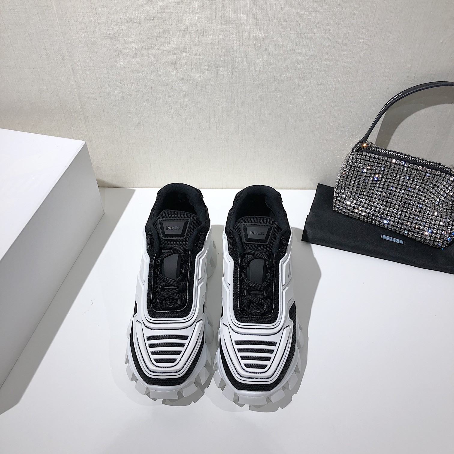 Prada Cloudbust Thunder Sneakers White/Black For Women 2.4in/60mm PRD