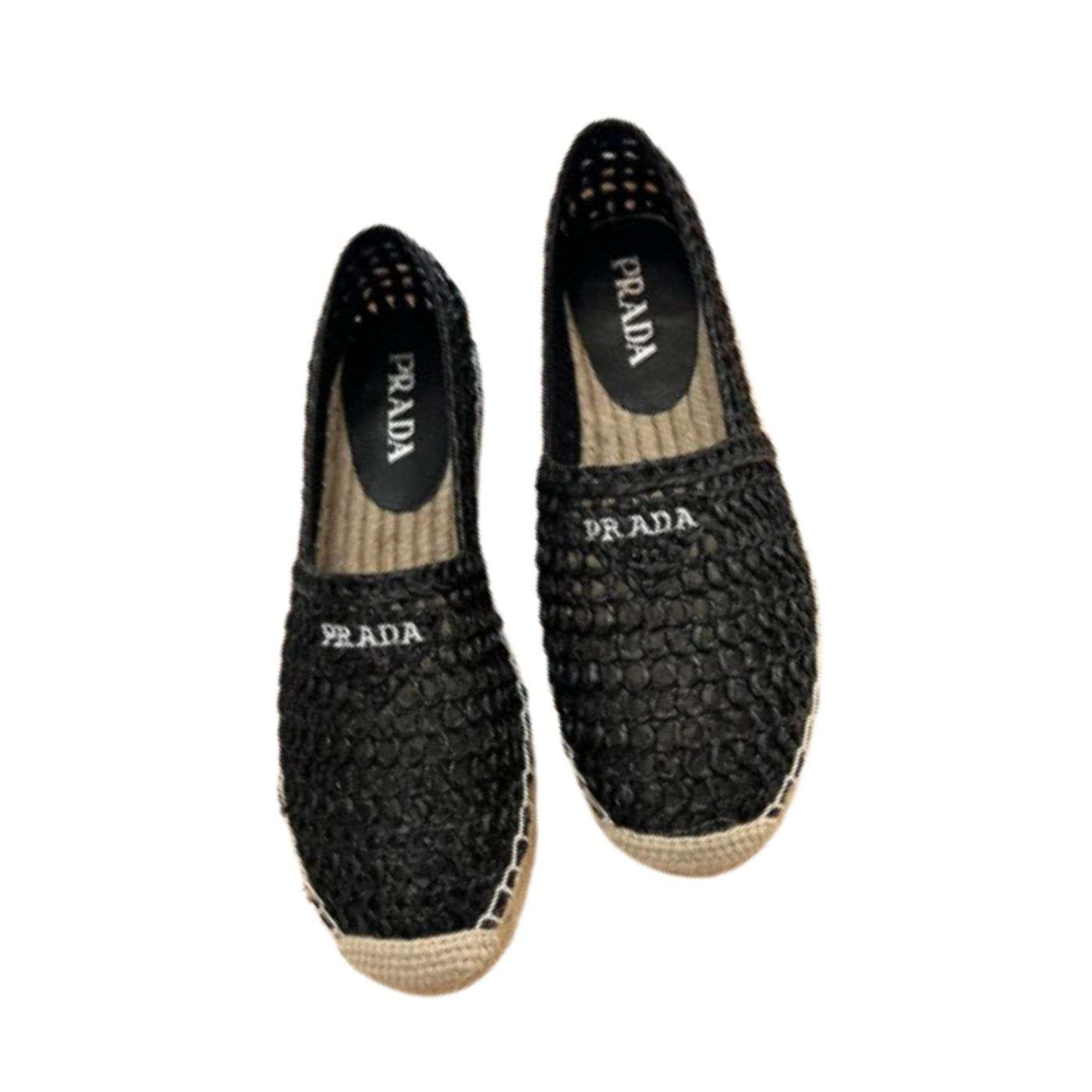 Prada Crochet Espadrilles Black For Women 1S055N_3LLQ_F0002_F_020