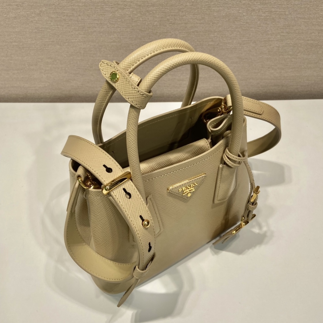 Prada Double Saffiano Mini Bag Beige For Women, Women’s Bags 9.8in/25cm 1BG443_2A4A_F0036_V_XOO