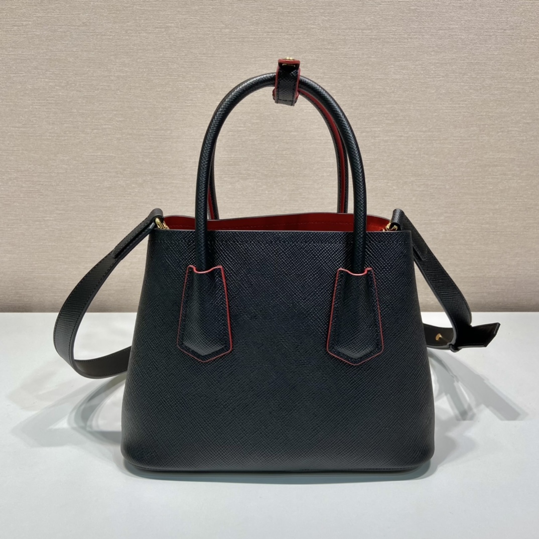 Prada Double Saffiano Mini Bag Black For Women, Women’s Bags 9.8in/25cm 1BG443_2A4A_F0LJ4_V_XOO