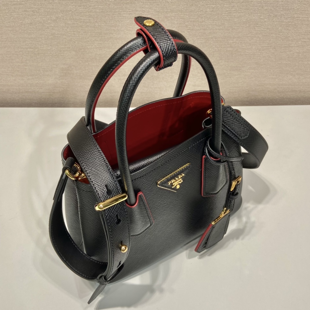 Prada Double Saffiano Mini Bag Black For Women, Women’s Bags 9.8in/25cm 1BG443_2A4A_F0LJ4_V_XOO