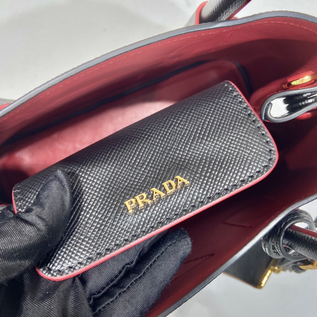 Prada Double Saffiano Mini Bag Black For Women, Women’s Bags 9.8in/25cm 1BG443_2A4A_F0LJ4_V_XOO