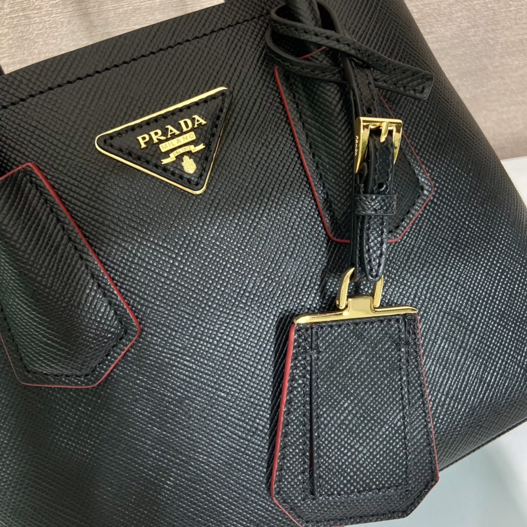 Prada Double Saffiano Mini Bag Black For Women, Women’s Bags 9.8in/25cm 1BG443_2A4A_F0LJ4_V_XOO