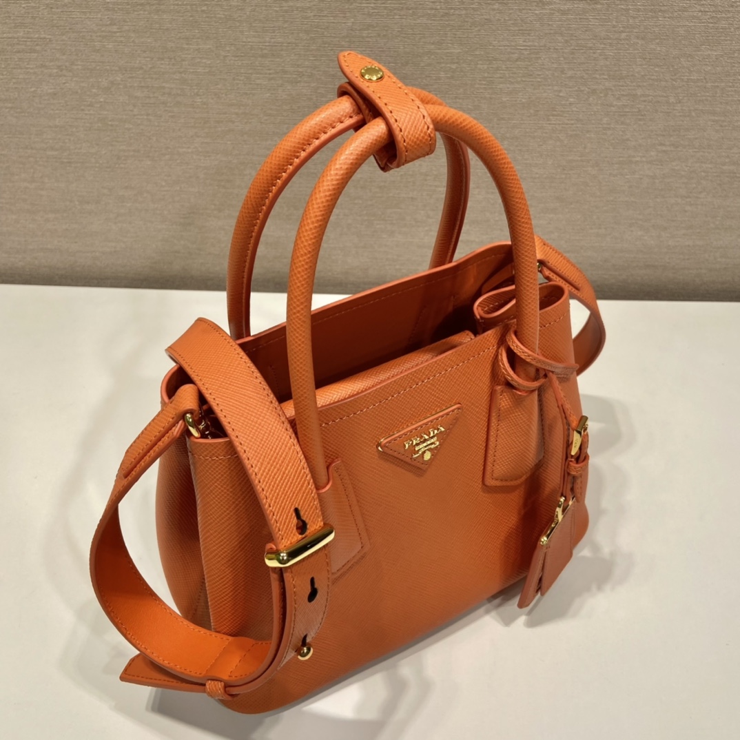 Prada Double Saffiano Mini Bag Orange For Women, Women’s Bags 9.8in/25cm 1BG443_2A4A_F0049_V_XOO