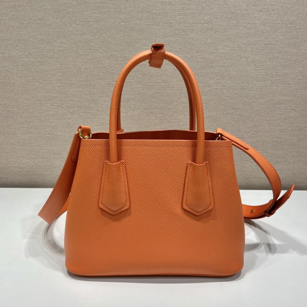 Prada Double Saffiano Mini Bag Orange For Women, Women’s Bags 9.8in/25cm 1BG443_2A4A_F0049_V_XOO