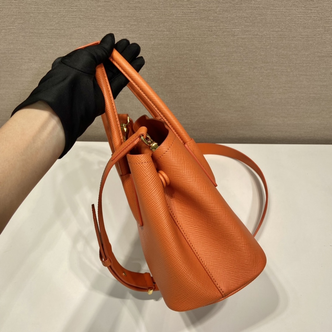 Prada Double Saffiano Mini Bag Orange For Women, Women’s Bags 9.8in/25cm 1BG443_2A4A_F0049_V_XOO