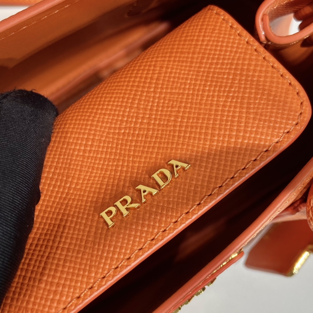 Prada Double Saffiano Mini Bag Orange For Women, Women’s Bags 9.8in/25cm 1BG443_2A4A_F0049_V_XOO