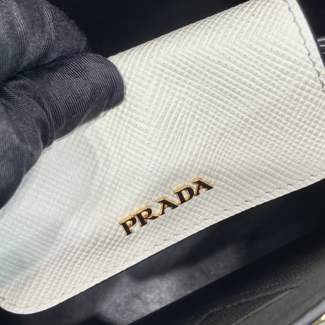 Prada Double Saffiano Mini Bag White For Women, Women’s Bags 9.8in/25cm 1BG443_2A4A_F0G3Z_V_XOO