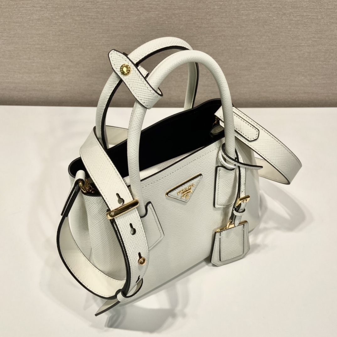 Prada Double Saffiano Mini Bag White For Women, Women’s Bags 9.8in/25cm 1BG443_2A4A_F0G3Z_V_XOO