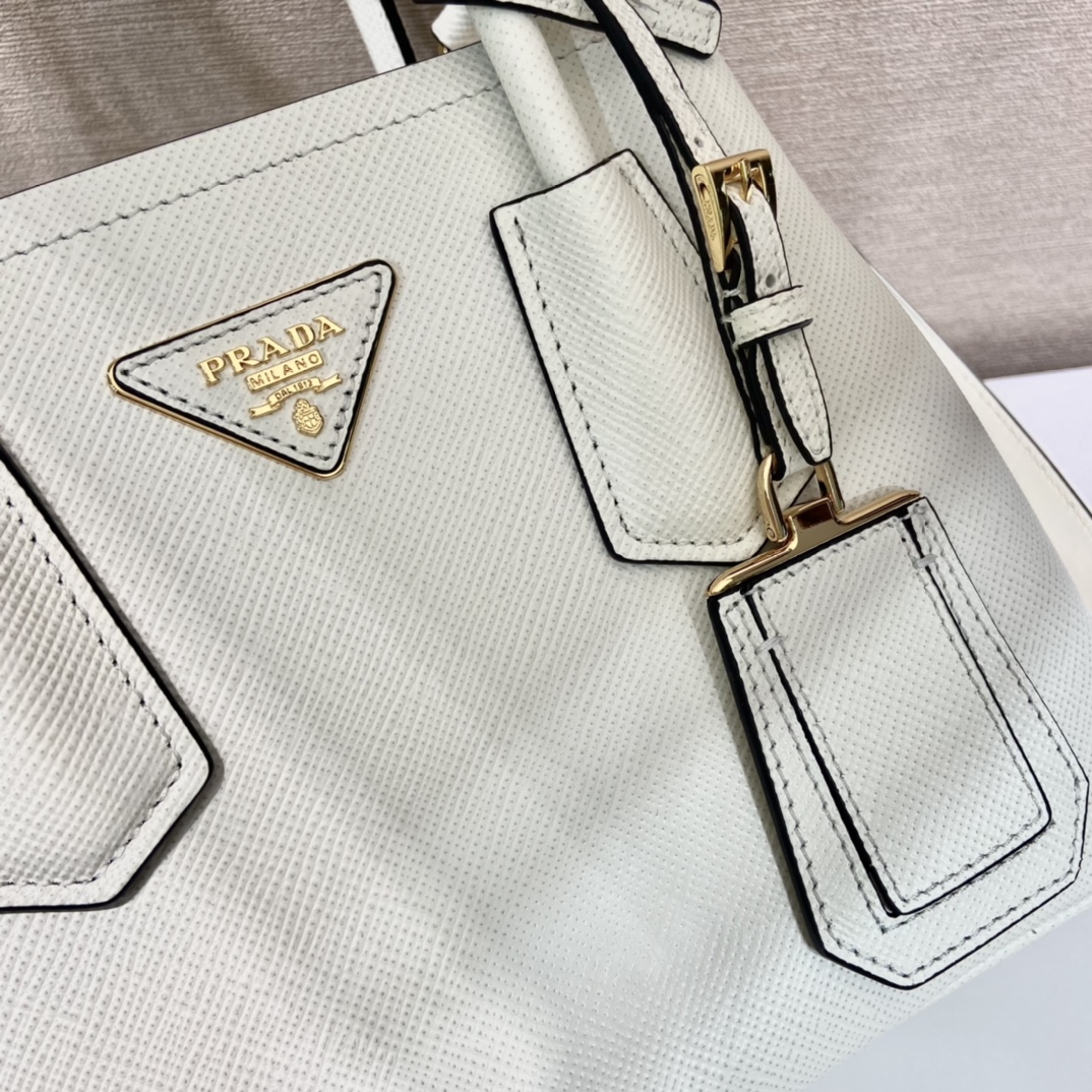 Prada Double Saffiano Mini Bag White For Women, Women’s Bags 9.8in/25cm 1BG443_2A4A_F0G3Z_V_XOO