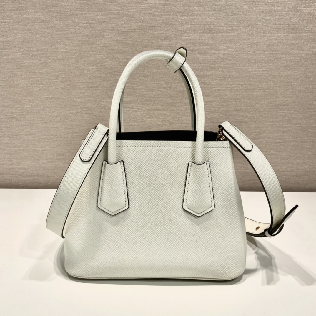 Prada Double Saffiano Mini Bag White For Women, Women’s Bags 9.8in/25cm 1BG443_2A4A_F0G3Z_V_XOO