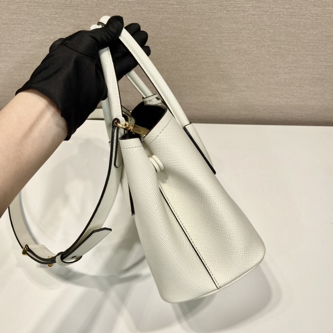 Prada Double Saffiano Mini Bag White For Women, Women’s Bags 9.8in/25cm 1BG443_2A4A_F0G3Z_V_XOO
