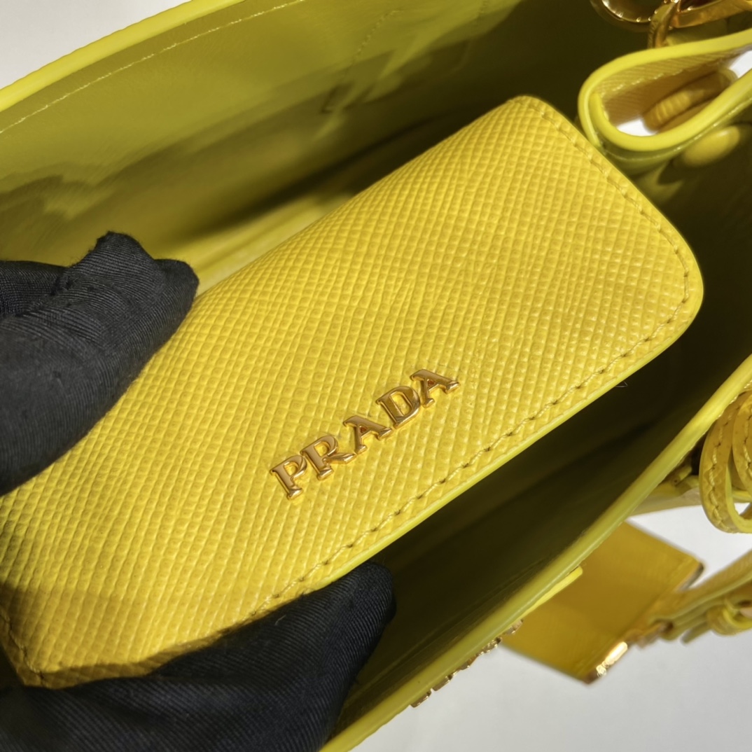 Prada Double Saffiano Mini Bag Yellow For Women, Women’s Bags 9.8in/25cm 1BG443_2A4A_F0377_V_XOO