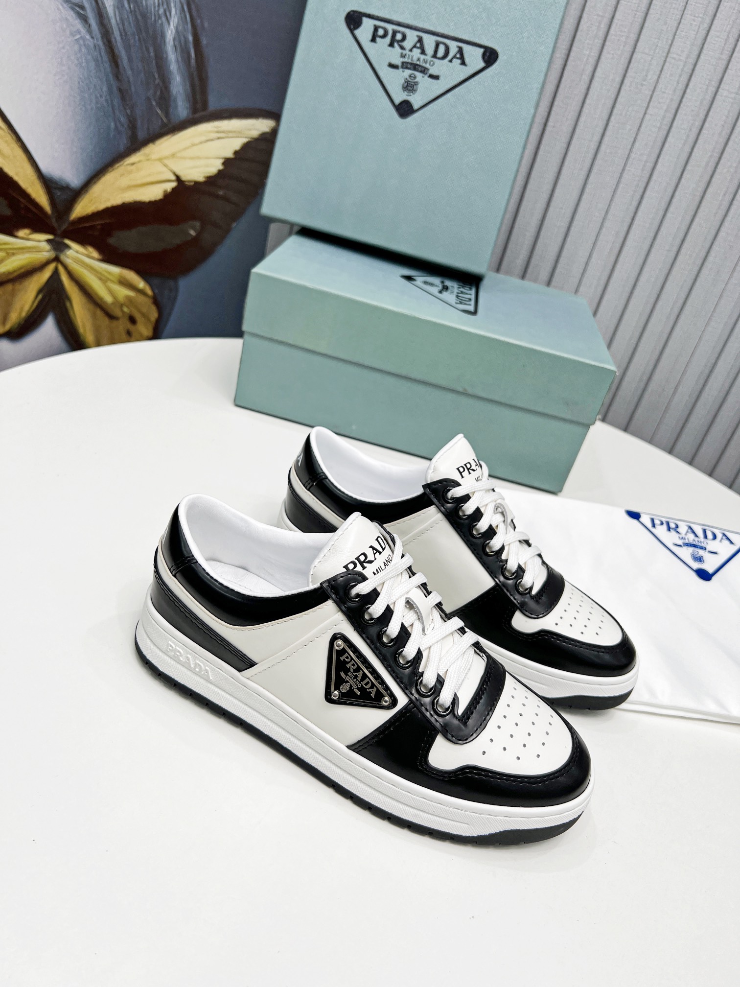 Prada Downtown Sneakers Black For Women 1.2 in/ 3 cm 1E792M_3LKG_F0964_F_030