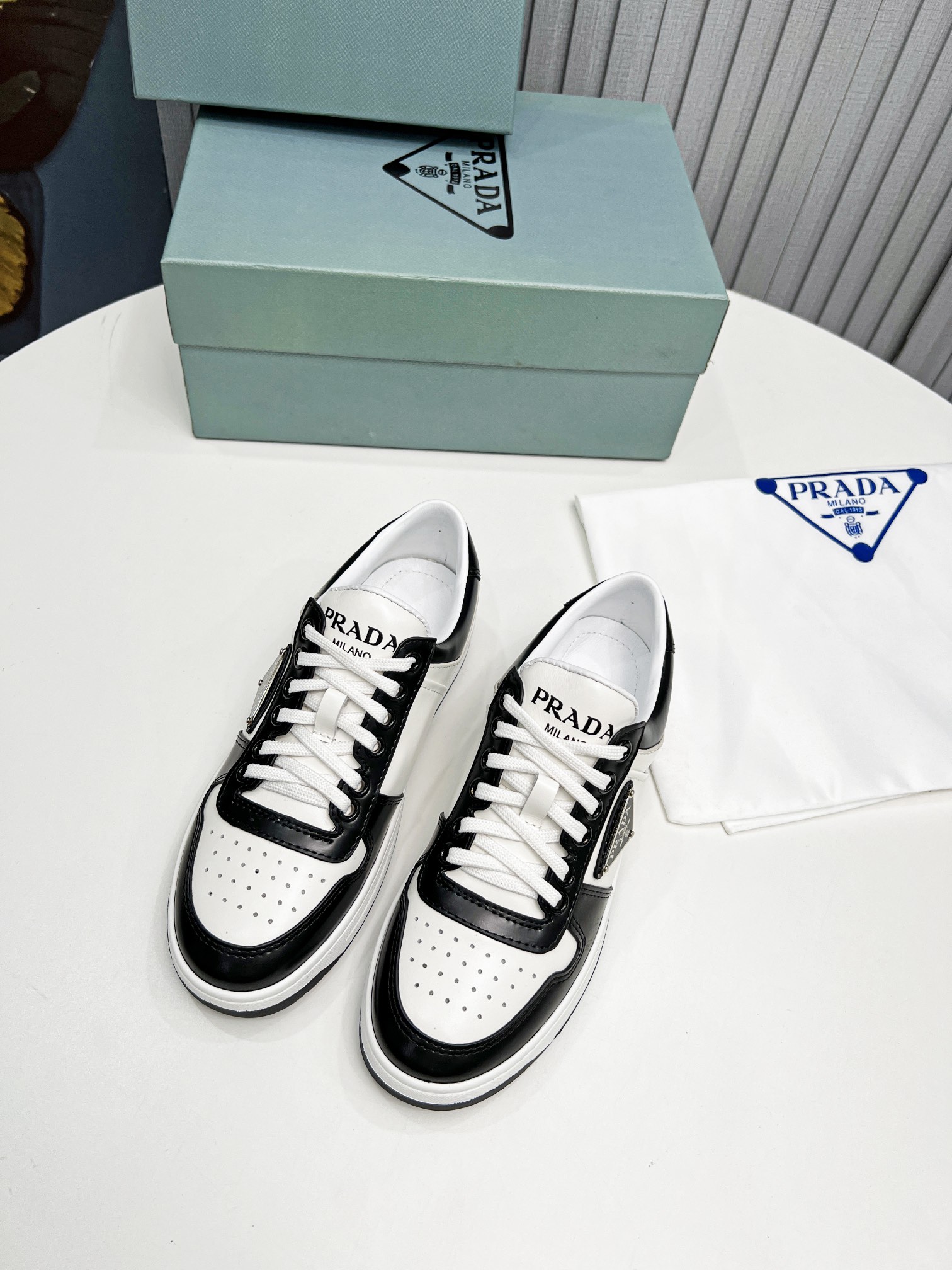 Prada Downtown Sneakers Black For Women 1.2 in/ 3 cm 1E792M_3LKG_F0964_F_030
