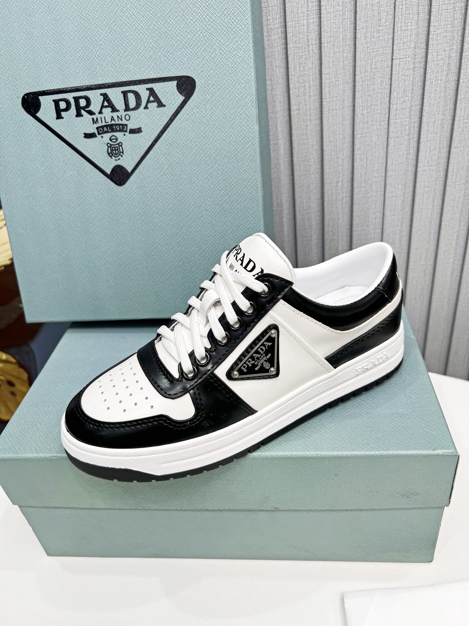 Prada Downtown Sneakers Black For Women 1.2 in/ 3 cm 1E792M_3LKG_F0964_F_030
