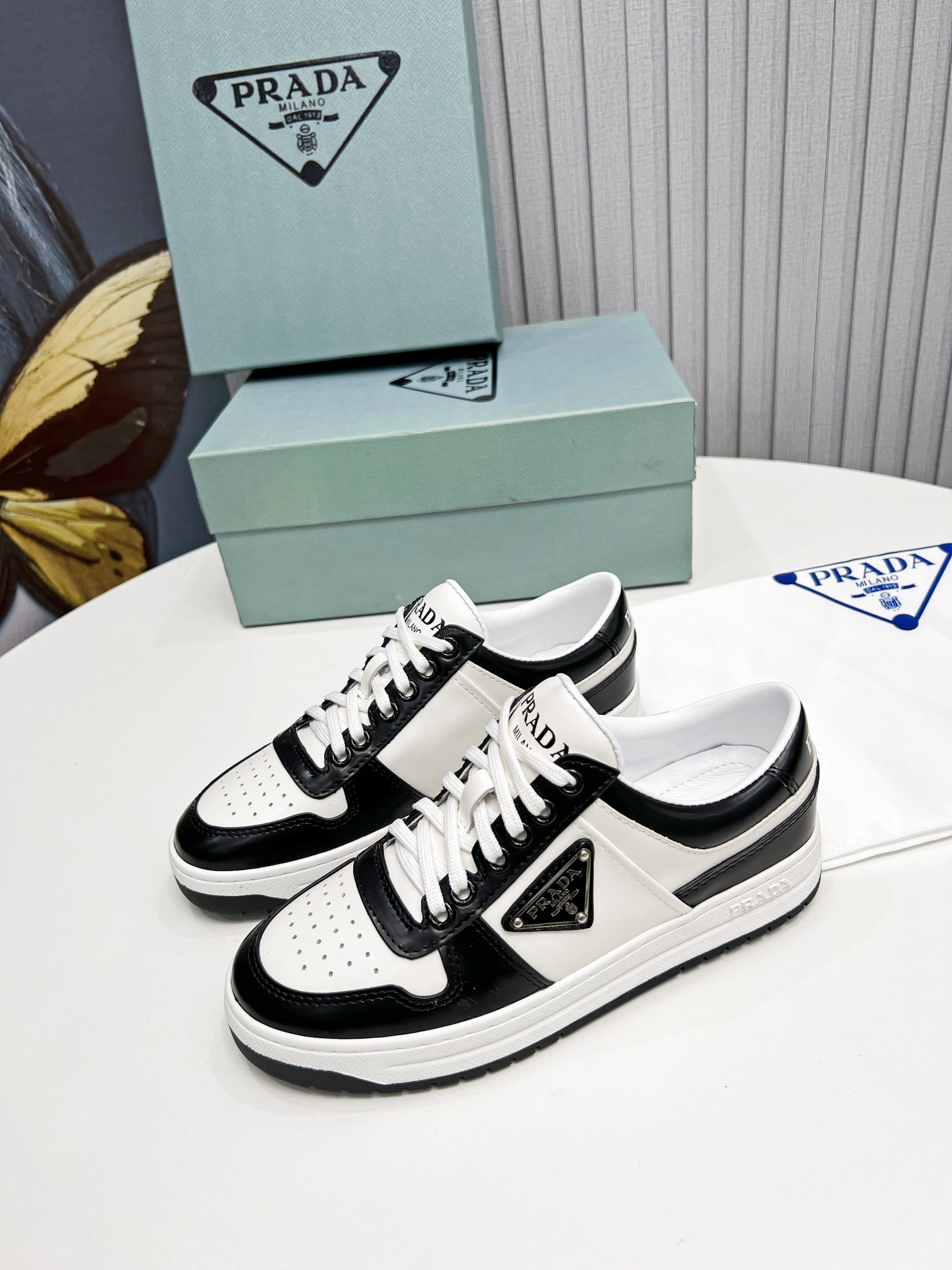 Prada Downtown Sneakers Black For Women 1.2 in/ 3 cm 1E792M_3LKG_F0964_F_030