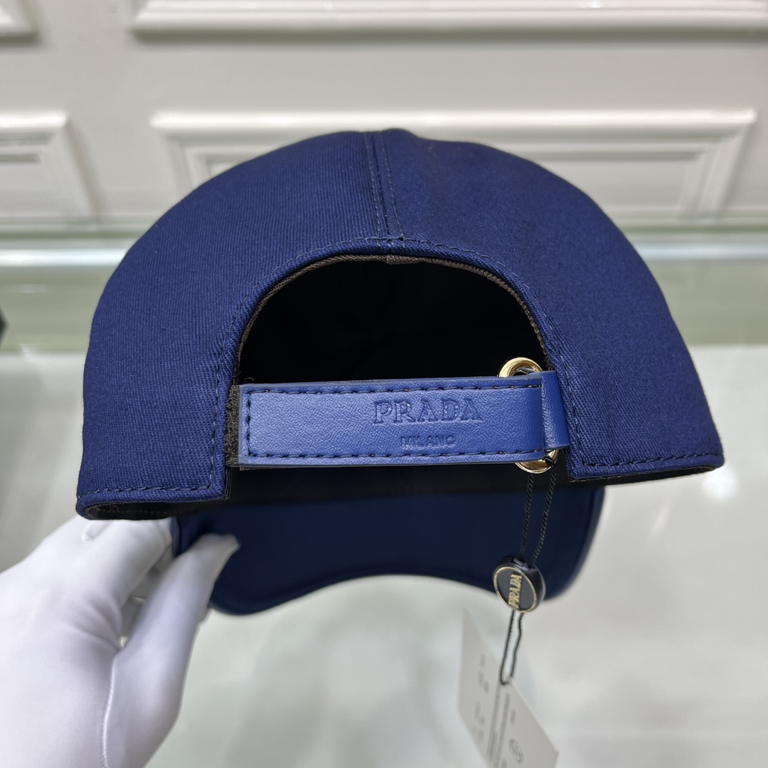Prada Drill Baseball Cap Dark Blue Prada Cap