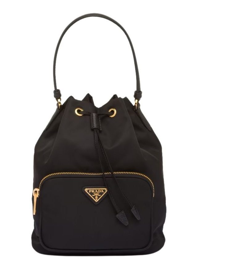 Prada Duet Bucket Shoulder Bag Black/Blue For Women 8.6 in / 22.5 cm 1BH038_RV44_F0002_V_UOO