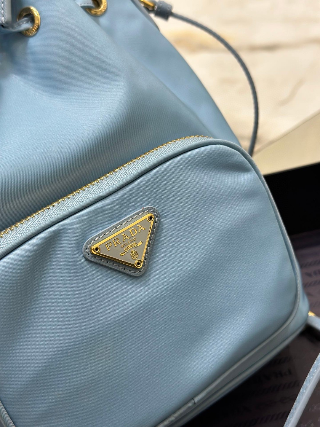 Prada Duet Bucket Shoulder Bag Black/Blue For Women 8.6 in / 22.5 cm 1BH038_RV44_F0002_V_UOO