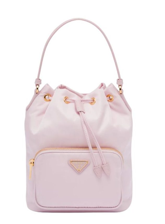 Prada Duet Bucket Shoulder Bag Light Pink/Beige For Women 8.6 in / 22.5 cm 1BH038_RV44_F0E18_V_OOO
