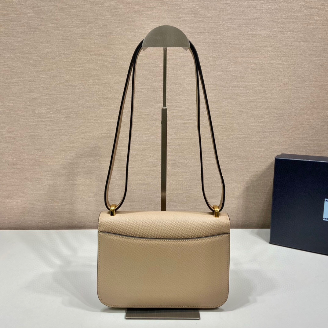 Prada Emblème Saffiano Shoulder Bag In Beige/ White For Women 8.6 in/22cm 1BD320_2A4A_F0036_V_UTO