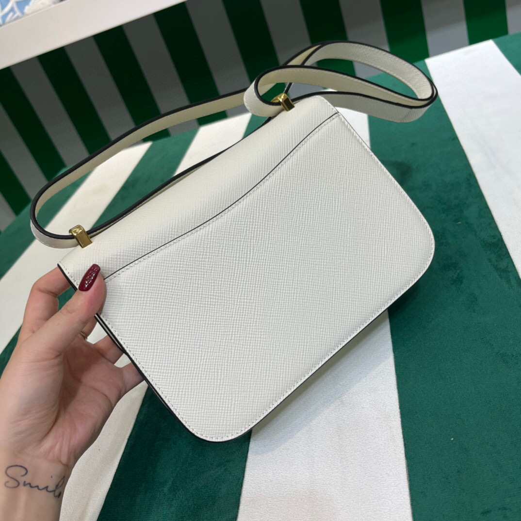 Prada Emblème Saffiano Shoulder Bag In Beige/ White For Women 8.6 in/22cm 1BD320_2A4A_F0036_V_UTO