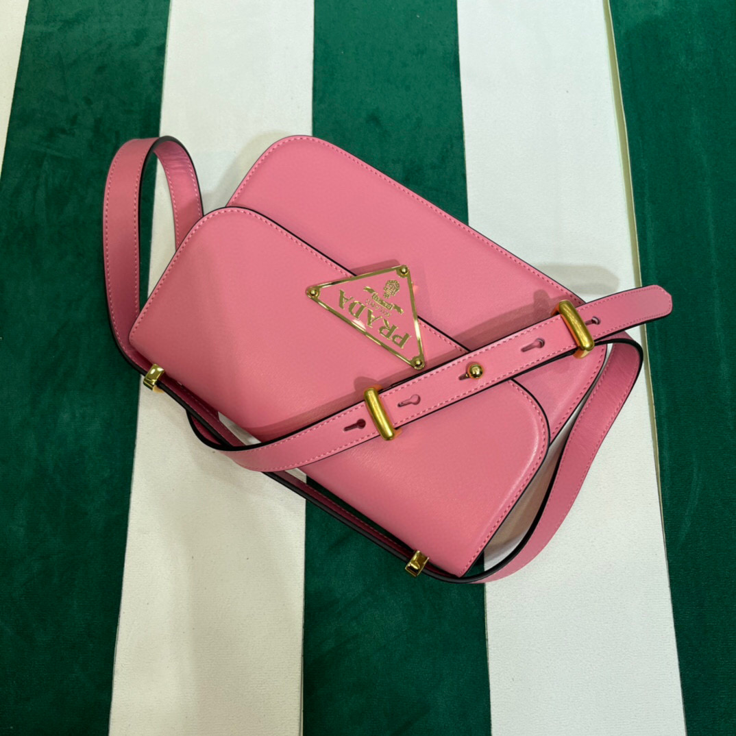 Prada Emblème Shoulder Bag In Pink For Women 7.8in/20cm 1BD340_2A3A_F0ZCL_V_UTO
