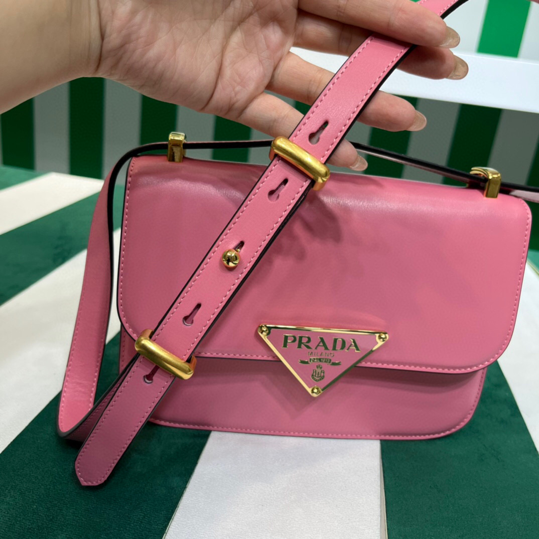 Prada Emblème Shoulder Bag In Pink For Women 7.8in/20cm 1BD340_2A3A_F0ZCL_V_UTO