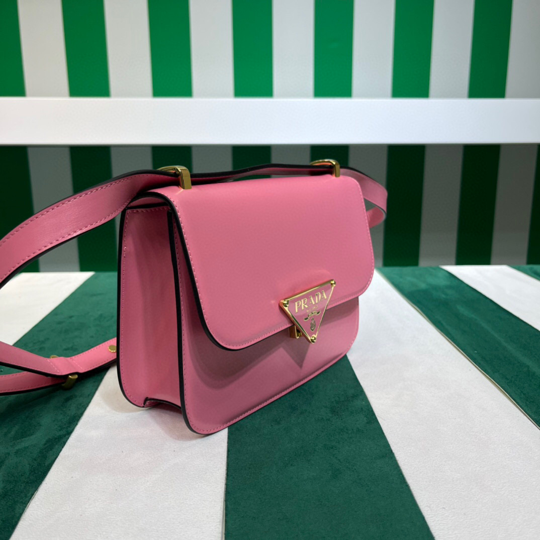 Prada Emblème Shoulder Bag In Pink For Women 7.8in/20cm 1BD340_2A3A_F0ZCL_V_UTO