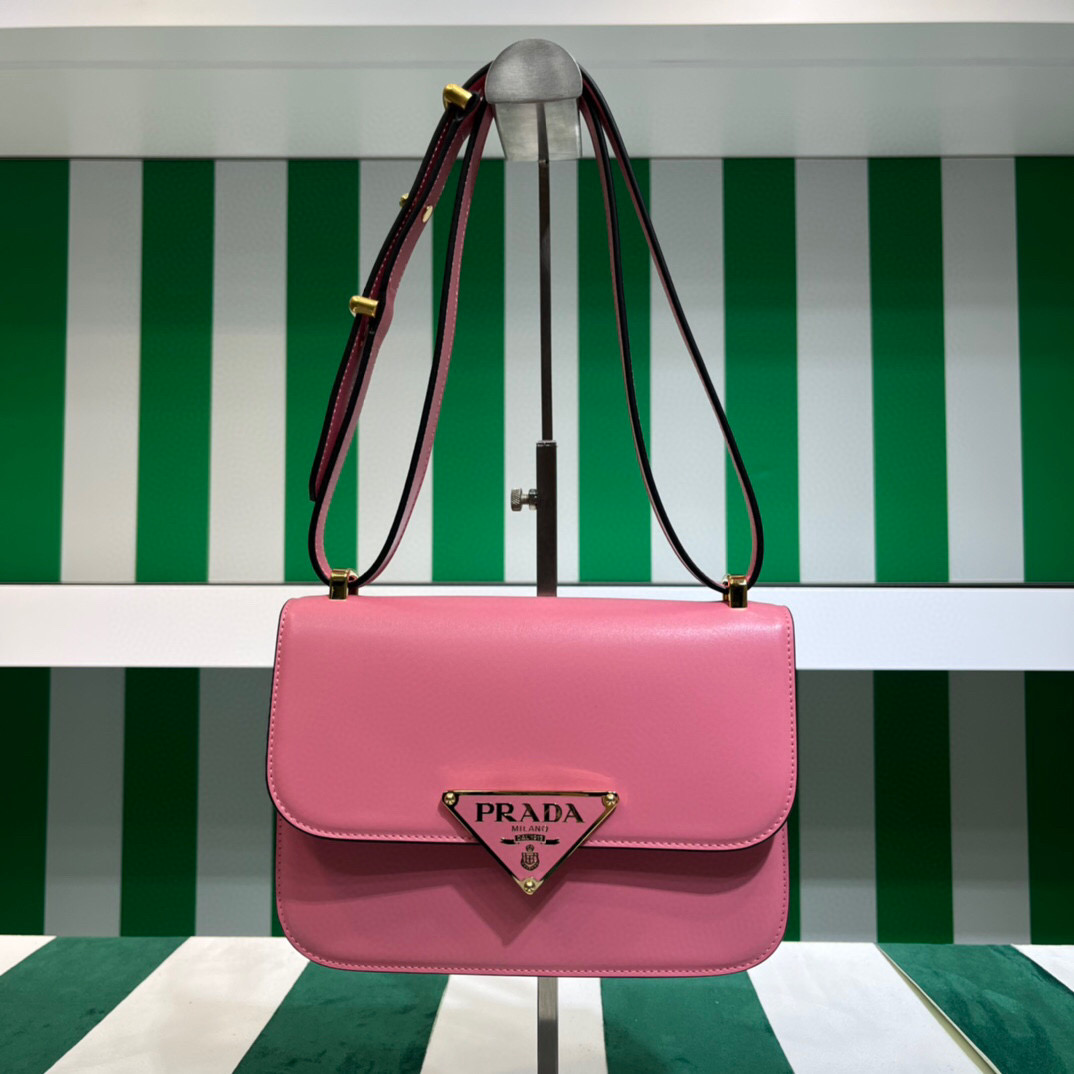 Prada Emblème Shoulder Bag In Pink For Women 7.8in/20cm 1BD340_2A3A_F0ZCL_V_UTO