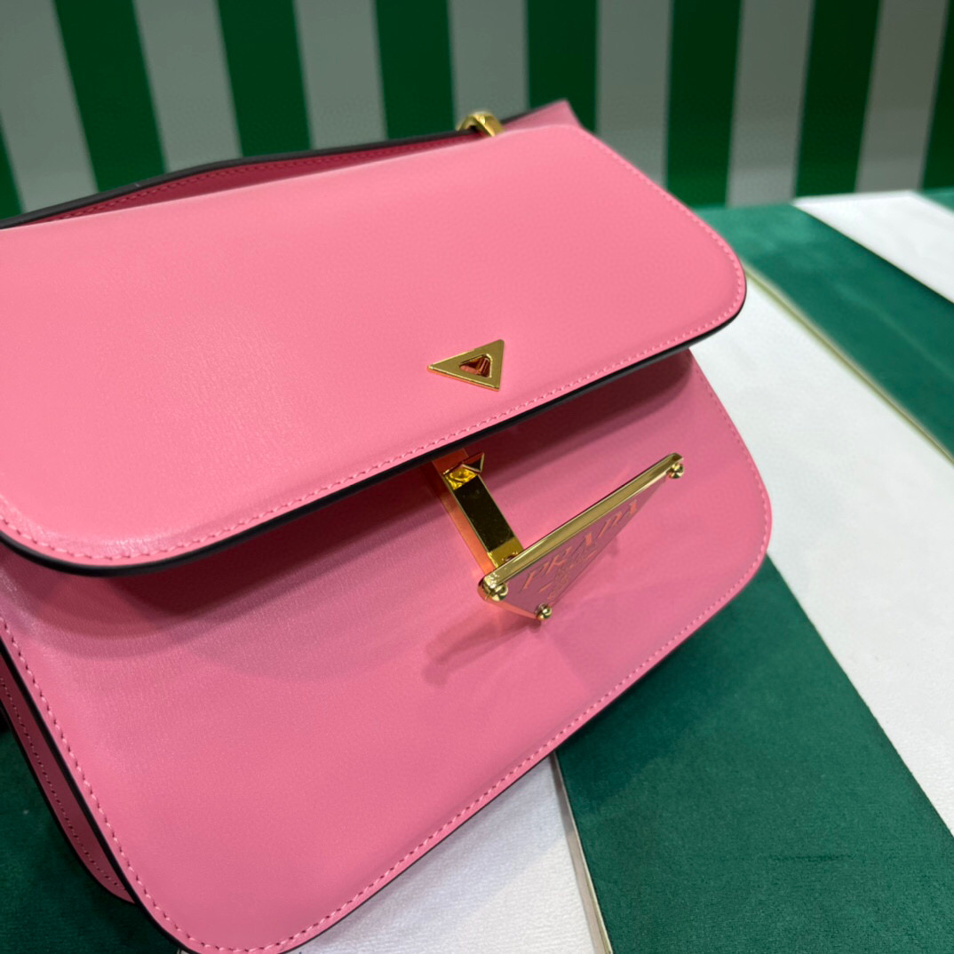 Prada Emblème Shoulder Bag In Pink For Women 7.8in/20cm 1BD340_2A3A_F0ZCL_V_UTO
