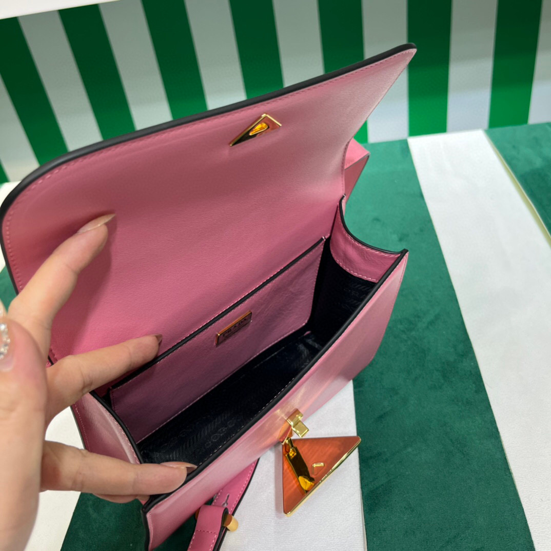 Prada Emblème Shoulder Bag In Pink For Women 7.8in/20cm 1BD340_2A3A_F0ZCL_V_UTO