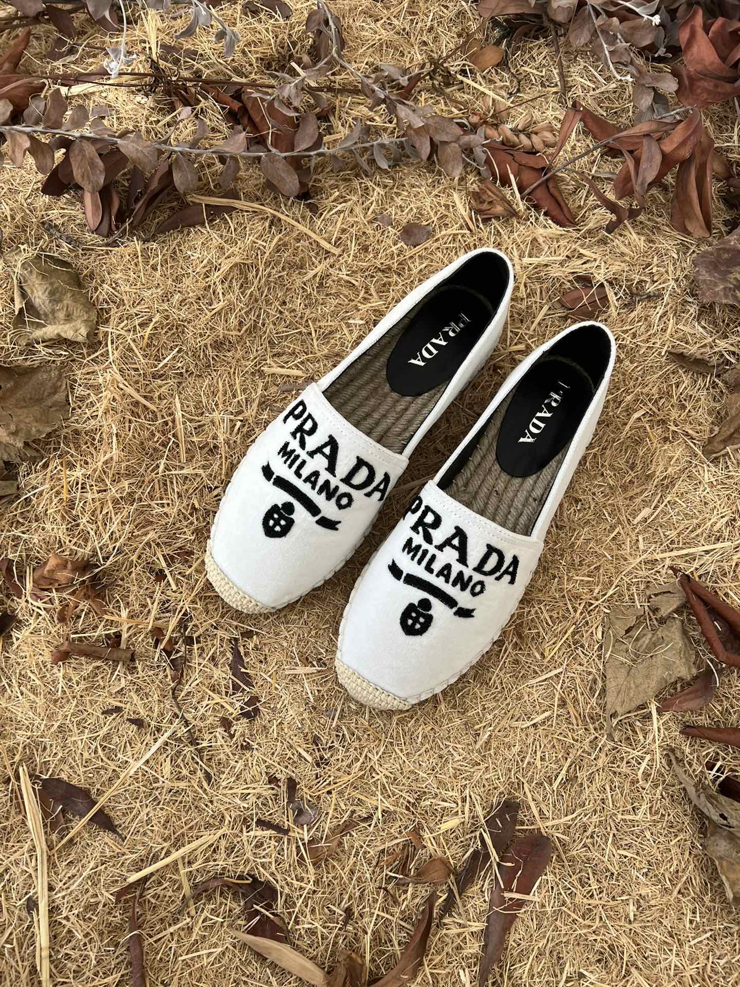 Prada Espadrillas In Velluto White For Women 0.8in/20mm PRD 