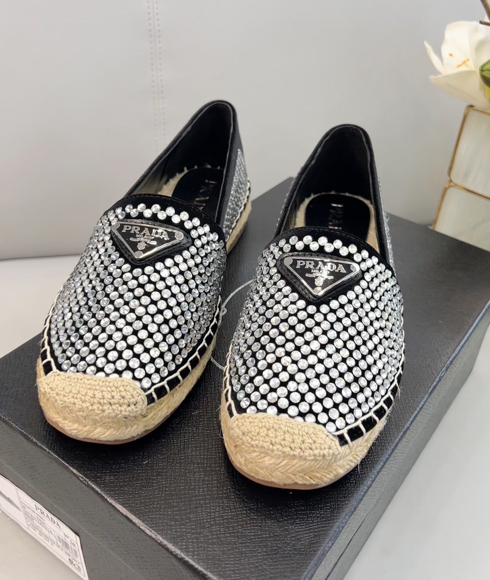Prada Espadrillas With Crystals Silver For Women 0.8in/20mm PRD
