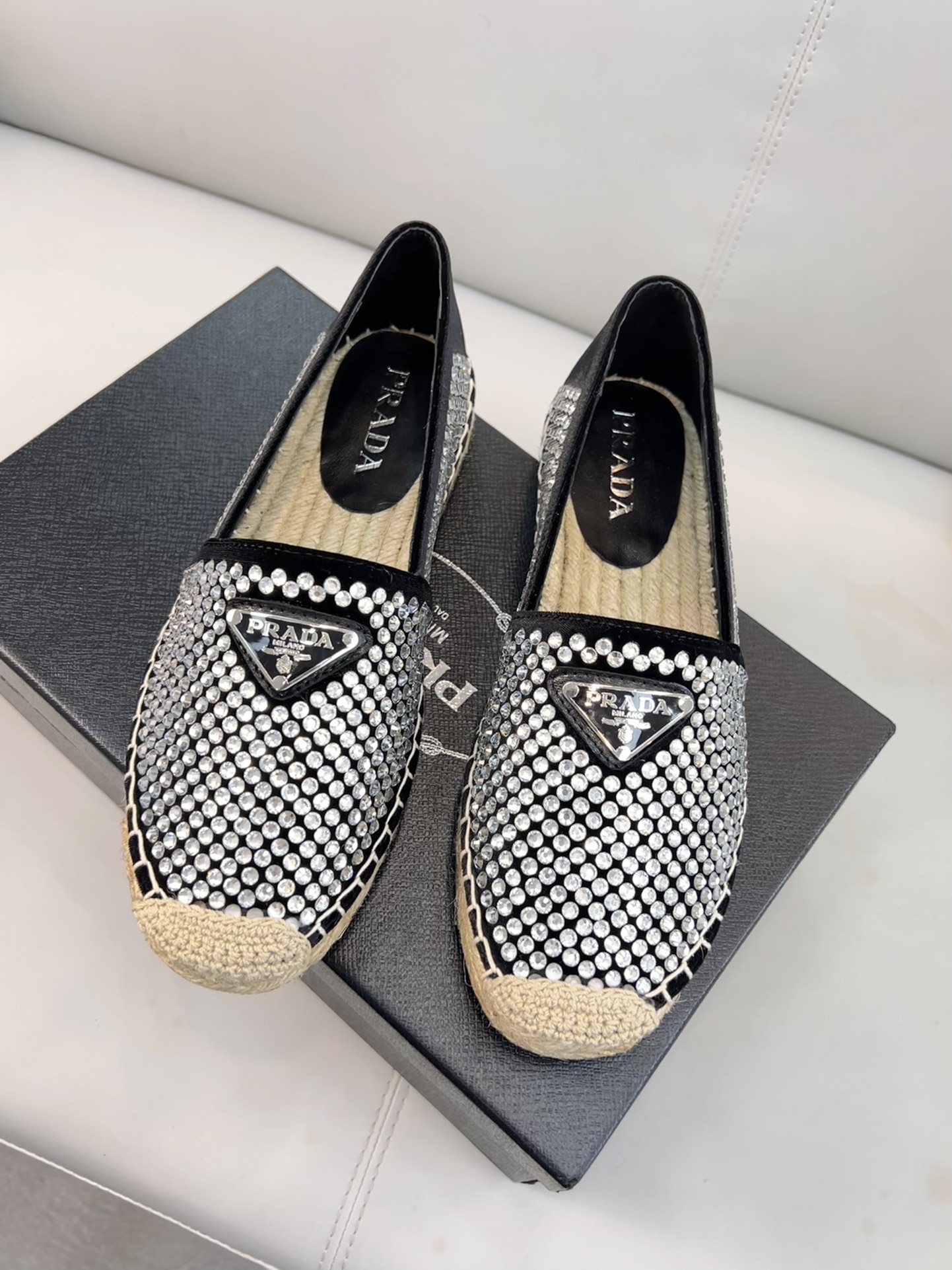 Prada Espadrillas With Crystals Silver For Women 0.8in/20mm PRD