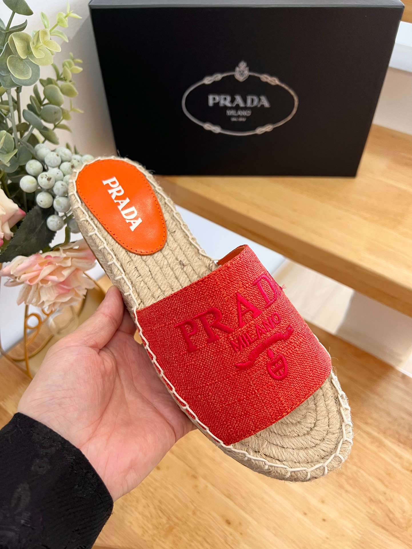 Prada Fabric Espadrilles Red For Women 1XX619_3LKE_F0049_F_020