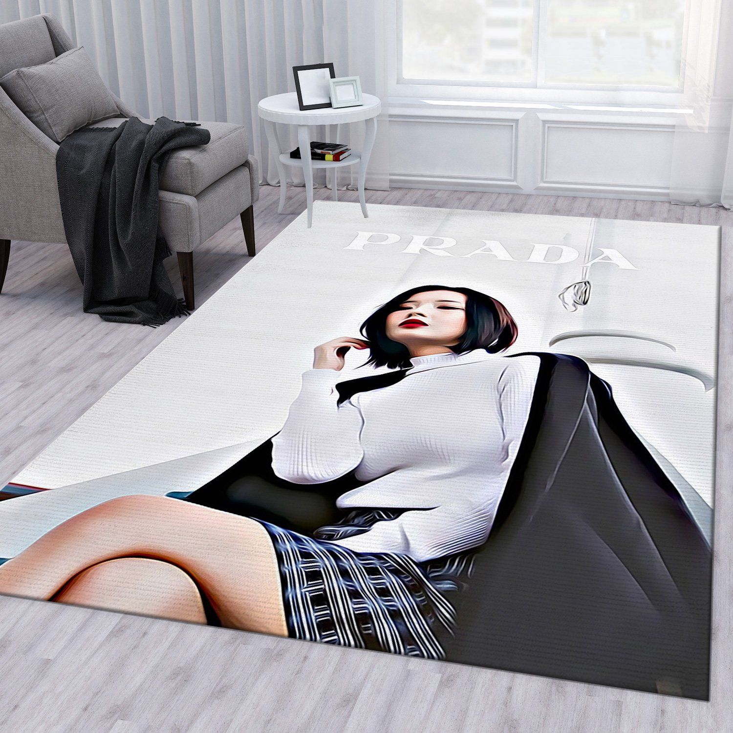 Prada Fashion Rectangle Rug – Custom Size And Printing