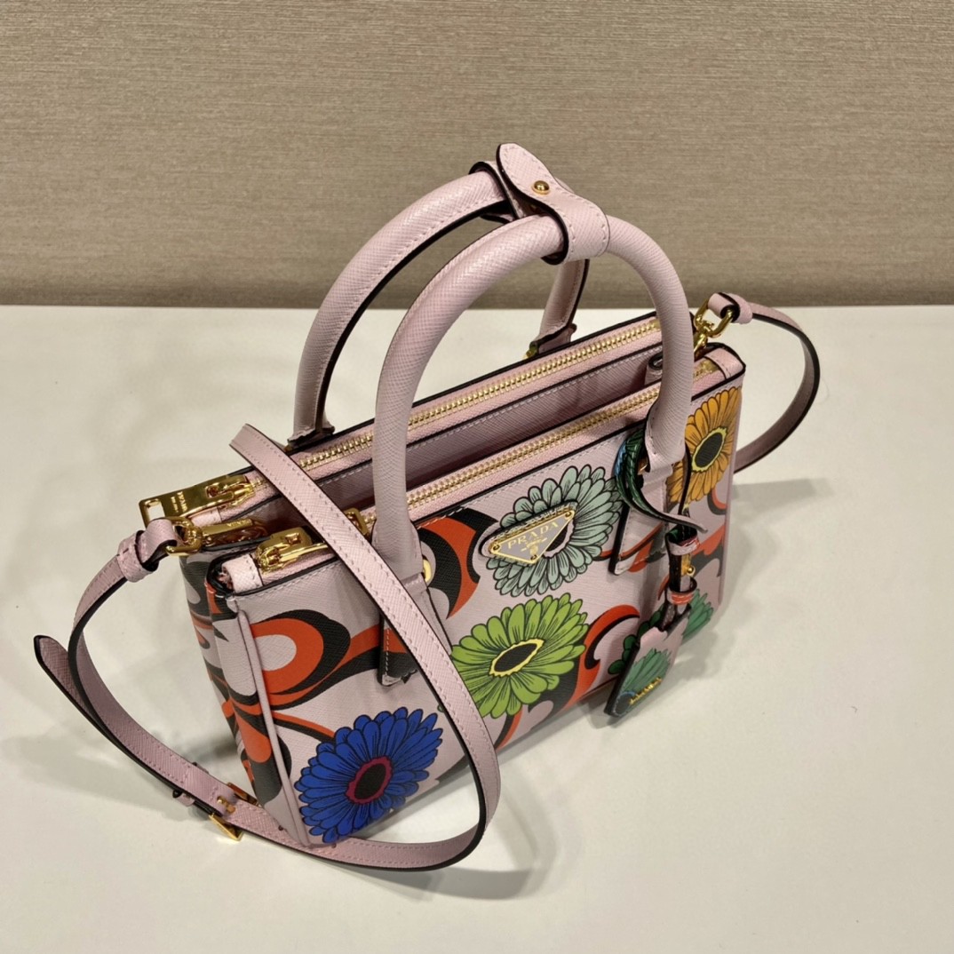 Prada Flower Top Handle Bag Pink For Women 9.6 in / 24.5 cm