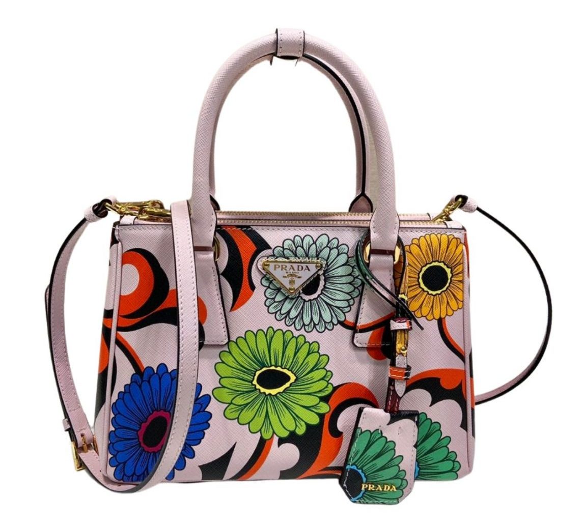 Prada Flower Top Handle Bag Pink For Women 9.6 in / 24.5 cm