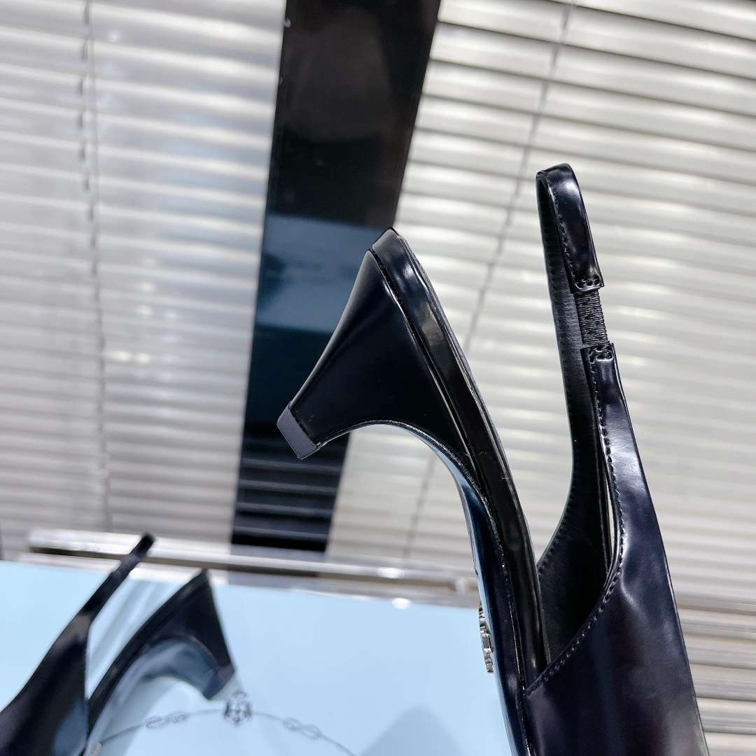 Prada Frill Slingback Pumps Black For Women