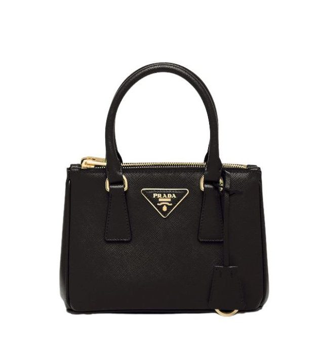 Prada Galleria Saffiano Mini Bag Black/Burgundy/Pink/Gold Tone For Women 7.8 in / 20 cm 1BA906_NZV_F0002_V_EOM