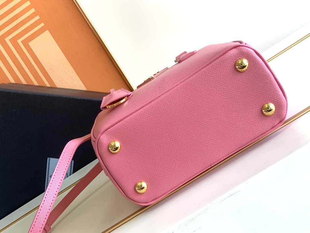 Prada Galleria Saffiano Mini Bag Black/Burgundy/Pink/Gold Tone For Women 7.8 in / 20 cm 1BA906_NZV_F0002_V_EOM