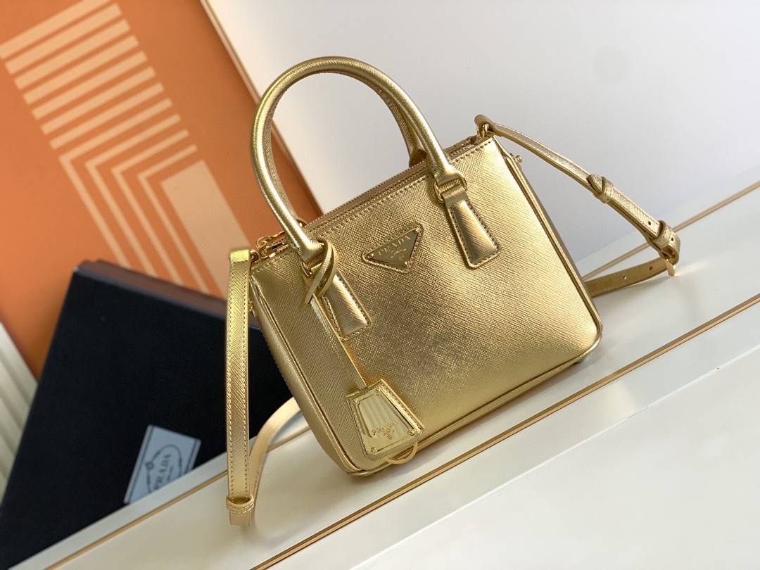 Prada Galleria Saffiano Mini Bag Black/Burgundy/Pink/Gold Tone For Women 7.8 in / 20 cm 1BA906_NZV_F0002_V_EOM
