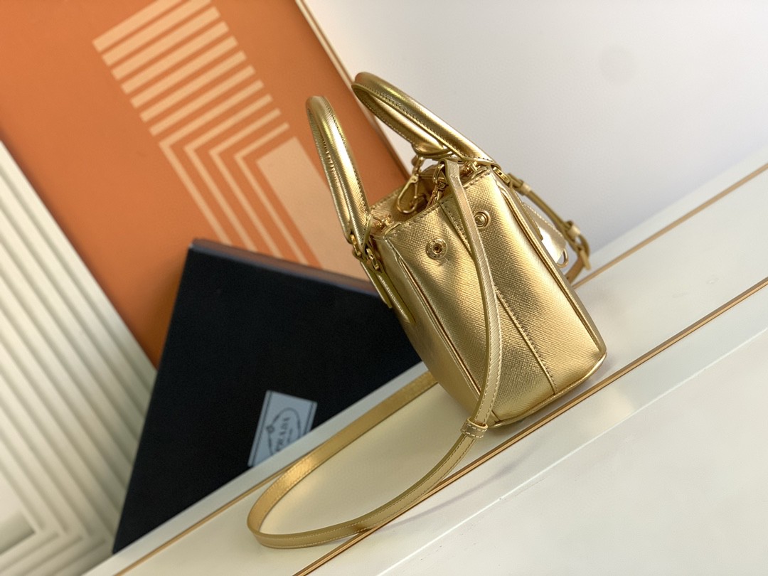 Prada Galleria Saffiano Mini Bag Black/Burgundy/Pink/Gold Tone For Women 7.8 in / 20 cm 1BA906_NZV_F0002_V_EOM