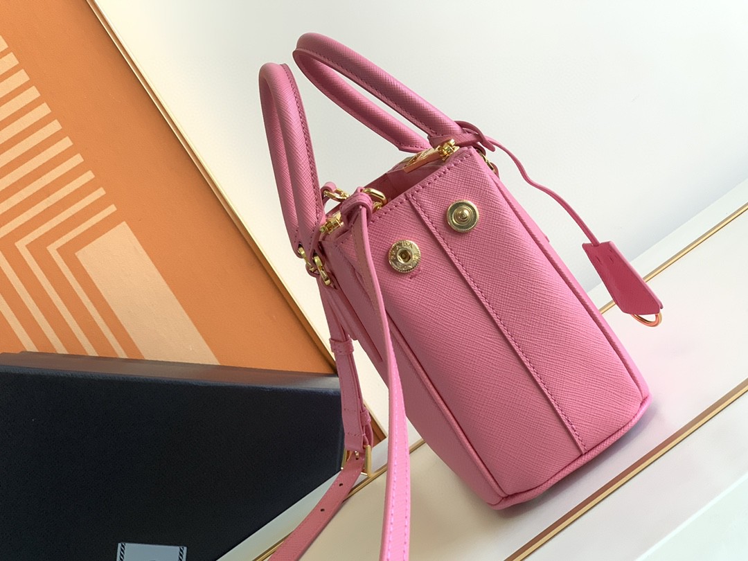 Prada Galleria Saffiano Mini Bag Black/Burgundy/Pink/Gold Tone For Women 7.8 in / 20 cm 1BA906_NZV_F0002_V_EOM