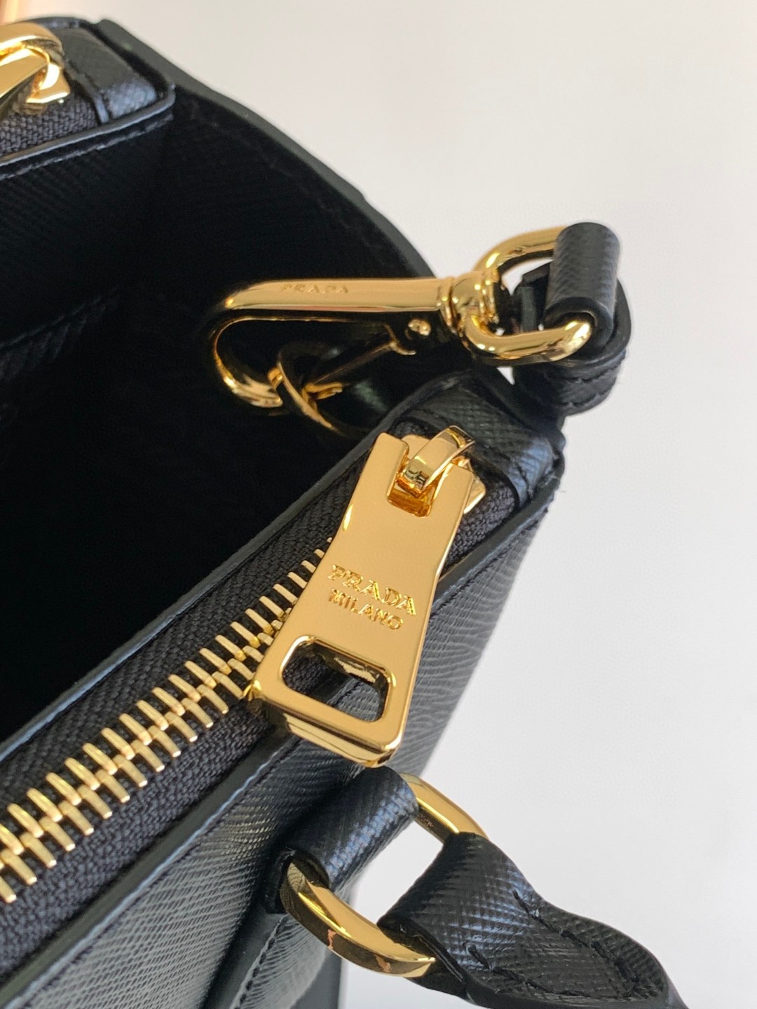 Prada Galleria Saffiano Mini Bag Black/Burgundy/Pink/Gold Tone For Women 7.8 in / 20 cm 1BA906_NZV_F0002_V_EOM