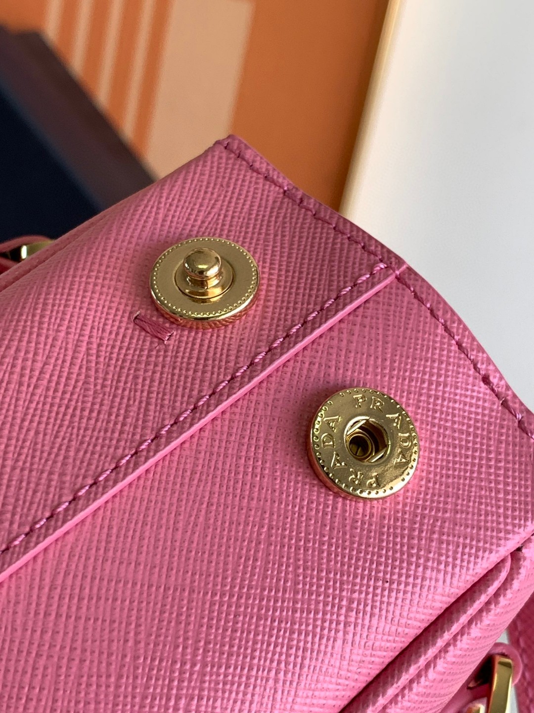 Prada Galleria Saffiano Mini Bag Black/Burgundy/Pink/Gold Tone For Women 7.8 in / 20 cm 1BA906_NZV_F0002_V_EOM