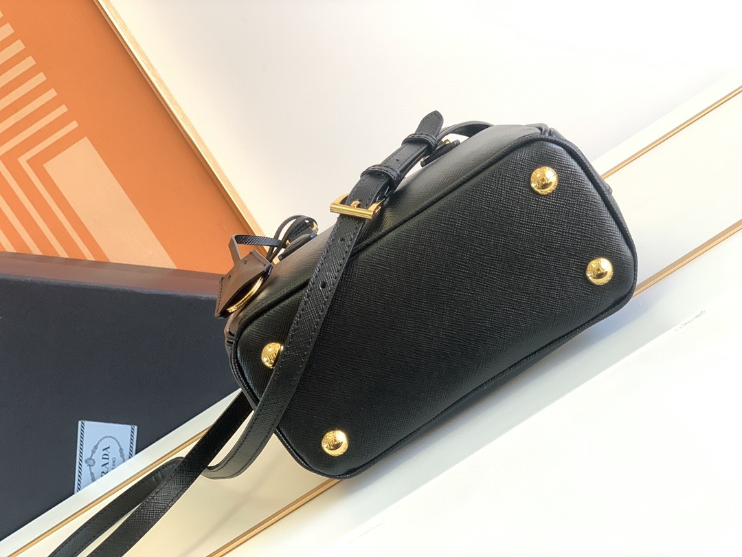 Prada Galleria Saffiano Mini Bag Black/Burgundy/Pink/Gold Tone For Women 7.8 in / 20 cm 1BA906_NZV_F0002_V_EOM